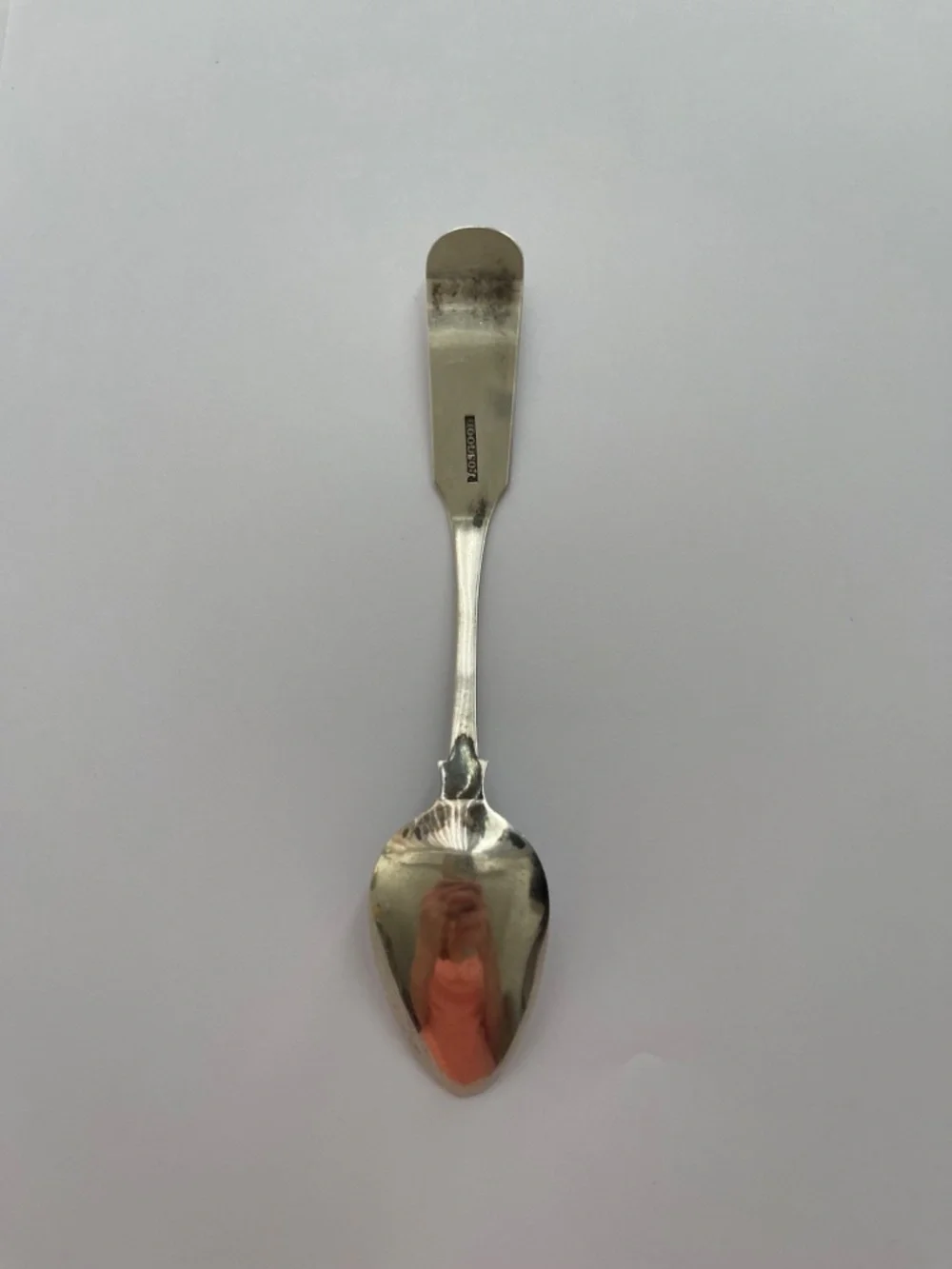 J. Osgood Coin Silver Antique Spoon, Early 1800s, Fiddle Pattern Monogramed